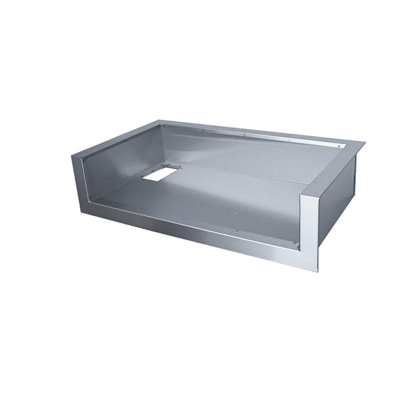 Le Griddle 105 Series 304 stainless steel insulating liner GFLINER105 with open-top design and connection cutout for built-in griddles.