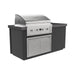 BBQ grill island with high-performance stainless steel grill, four CoolTouch knobs, double-door storage, in sleek design