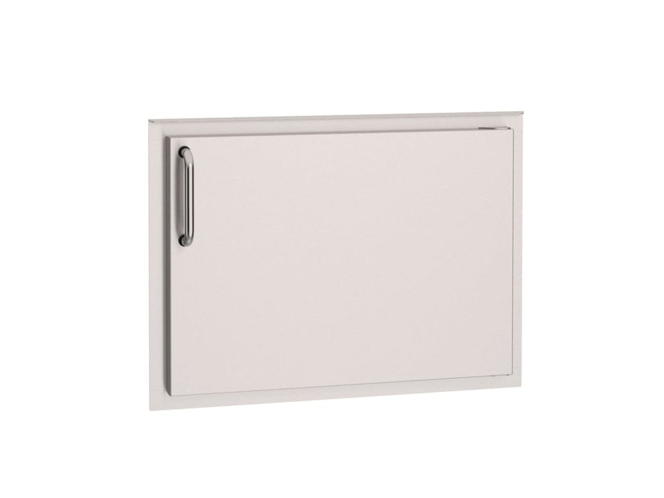 Stainless steel horizontal access door with sleek handle, designed for built-in outdoor kitchens and BBQ island storage solutions.