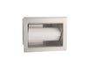 Stainless steel built-in paper towel holder with protective cover, designed for outdoor kitchens to keep towels clean and accessible.