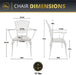 Infographic showing chair dimensions: 37-inch height, 25.5-inch width, 20-inch depth, 17.25-inch seat depth, and 17 lbs weight with lattice design.