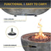 Functional fire pit design with adjustable foot levelers for stability on uneven surfaces and built-in carrying handles for easy portability.