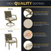 Infographic highlighting seating features, including durable materials, water-resistant fabric, plush cushions, and machine-washable covers.