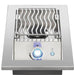 Stainless steel outdoor single burner with wavy grill grates, control knob, and push-button ignition, ideal for modern kitchens.