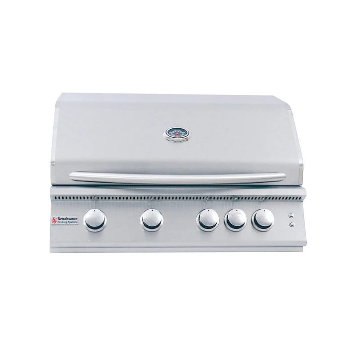 RCS Premier Series 32" 4-Burner Freestanding Grill With Rear Infrared Burner & Blue LED Lights