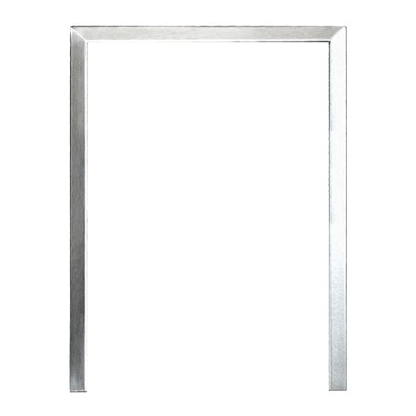 Stainless steel trim kit frame designed for built-in outdoor appliances, providing a clean and polished installation finish.