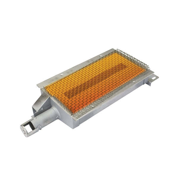 Rectangular stainless steel grill insulation liner with rear ventilation cutout, made for outdoor kitchen grill installations.