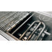 Stainless steel U-tube burner beneath the ceramic briquette system of an American Made Grills Alturi gas grill