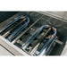 American Made Grills Alturi stainless steel U-tube burners operating with blue gas flames