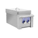 American Made Grills Alturi built-in double side burner with stainless steel lid and blue LED-illuminated control knobs.