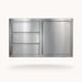 American Made Grills 36-inch stainless steel outdoor kitchen storage combo with three drawers and single access door.
