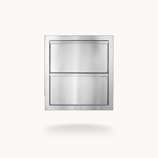 American Made Grills 18-inch stainless steel double drawer for built-in outdoor kitchen storage