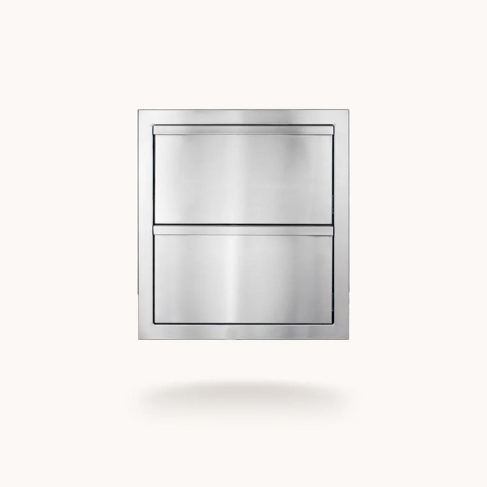 American Made Grills 18-inch stainless steel double drawer for built-in outdoor kitchen storage
