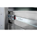Close-up of American Made Grills 18-inch double drawer smooth-glide stainless steel drawer slide mechanism