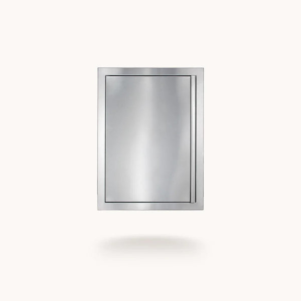 American Made Grills 18-inch Deluxe Vertical Single Access Door in stainless steel for built-in outdoor kitchen storage