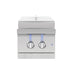 American Made Grills Encore double side burner with stainless steel protective lid closed and illuminated LED control knobs.