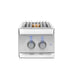 American Made Grills Muscle Double Side Burner with stainless steel cooking grate, brass burner, and blue LED control knobs.