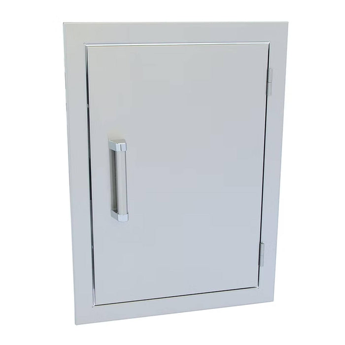 Kokomo Grills KO-1724V 17 x 24-inch reversible stainless steel vertical outdoor kitchen access door with polished bar handle.