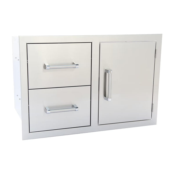 Kokomo Grills 32-inch two-drawer and access door combo in 304 stainless steel
