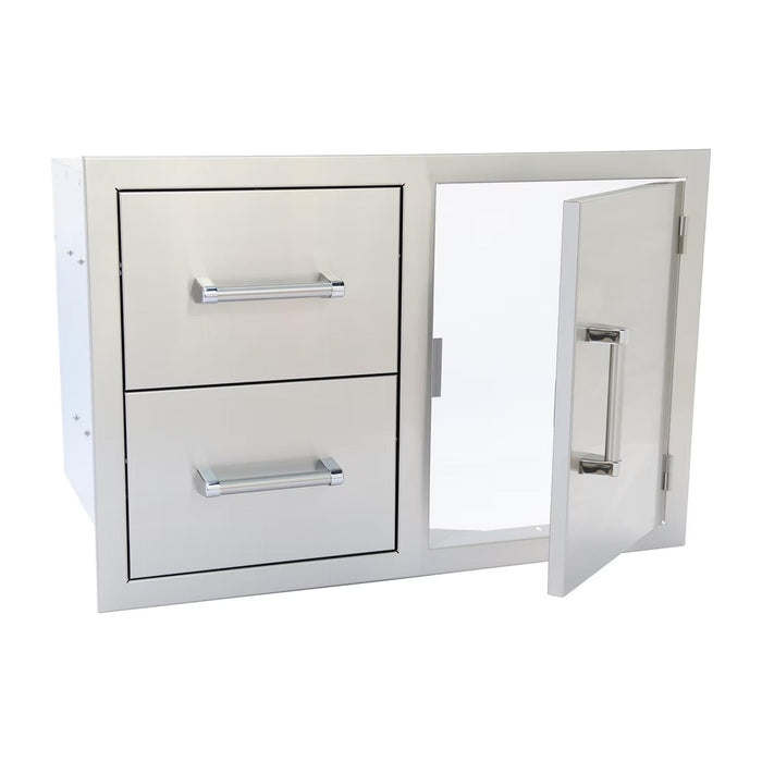 Kokomo Grills outdoor kitchen door and drawer combo with vertical access door open