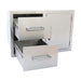 Kokomo Grills stainless steel door and drawer combo with two storage drawers open