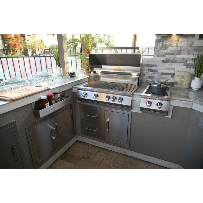 Kokomo Grills door and drawer combo installed in built-in outdoor kitchen island