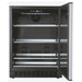 Kokomo Grills 24-Inch outdoor refrigerator with open door, adjustable interior shelving, digital temperature display, and LED lighting.