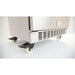 Locking caster wheel and front ventilation detail on Kokomo Grills stainless steel outdoor kegerator