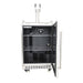 Kokomo Grills outdoor kegerator with open door, dual tap tower and adjustable interior shelves