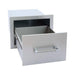 Kokomo Grills 16-inch stainless steel outdoor kitchen storage drawer shown open with deep single-drawer storage.