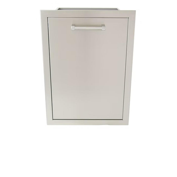 Kokomo Grills dual trash bin and propane tank pull-out drawer with stainless steel front and polished bar handle