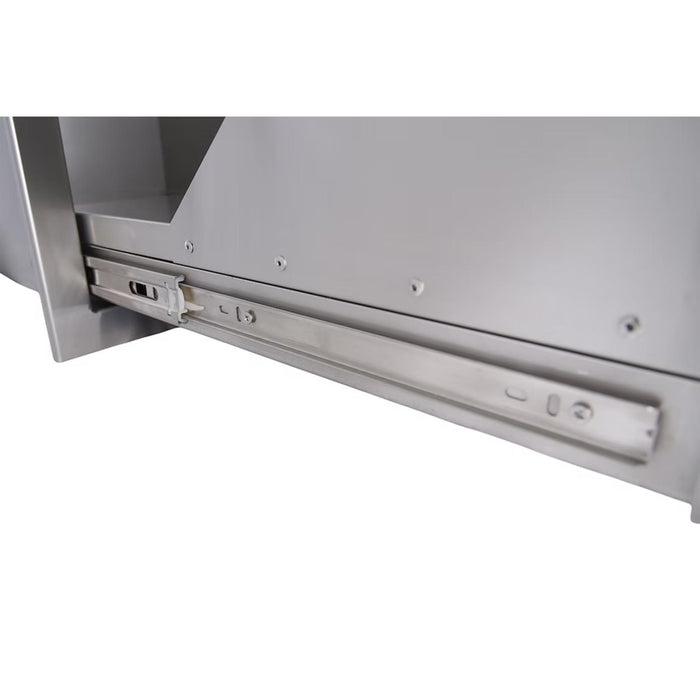 Kokomo Grills outdoor kitchen pull-out drawer stainless steel ball-bearing glide detail