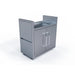 Le Griddle GFCART75 portable outdoor griddle cart with folding side shelves closed, showing compact stainless steel cabinet design.