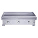 Le Griddle Commercial Series 105 41-inch stainless steel gas griddle with 6mm cooking plate, three burner control knobs, and push-button ignition, front view on white background.