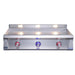 Le Griddle Pro Series 105 41-inch gas griddle showing red and blue LED control knobs, stainless steel cooking surface, and halogen lights