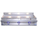 Le Griddle Pro Series 105 41-inch gas griddle front view with open grease tray access panel, blue LED knobs, and halogen cooking lights