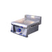 Front view of Le Griddle Pro Series 40 16-inch gas griddle showing its stainless steel flat-top cooking surface and unlit control knob.