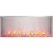 Napoleon Galaxy 50-Inch outdoor gas fireplace with stainless steel firebox, linear flames, and red illuminated glass ember bed