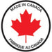Made in Canada badge for Napoleon outdoor fireplace products with red maple leaf emblem