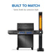Napoleon Phantom freestanding electric patio heater displayed beside a matching matte-black Napoleon Prestige gas grill