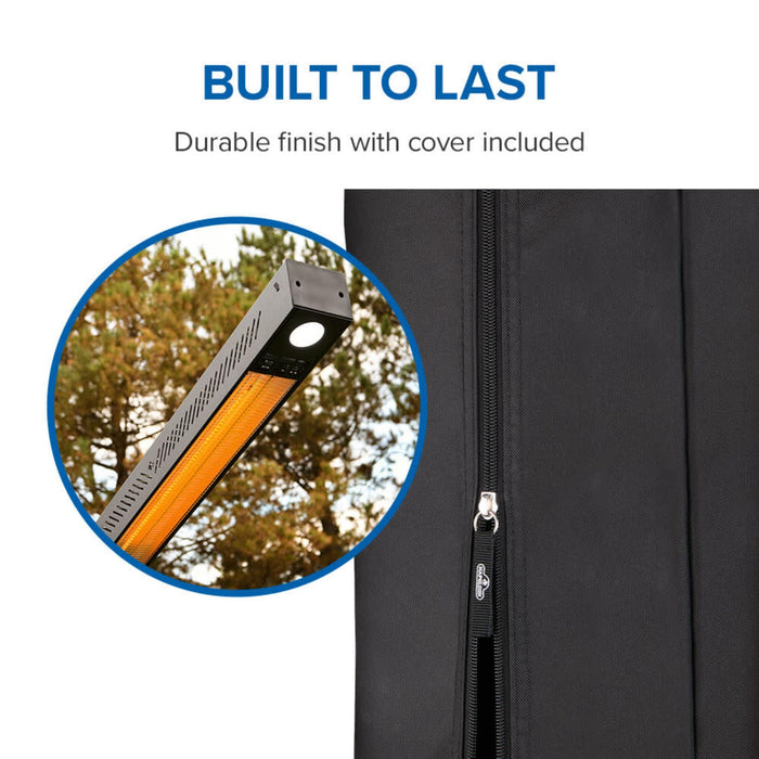 Napoleon Phantom outdoor electric infrared heater with durable matte-black finish and included zippered protective cover