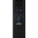 Close-up of Napoleon Phantom freestanding electric patio heater illuminated control panel and matte-black housing