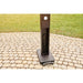 Rear view of Napoleon Phantom freestanding electric infrared patio heater showing integrated power cord storage and wheeled base