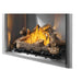 Napoleon Riverside 36-inch outdoor gas fireplace with split oak logs, reflective interior panels, and realistic flame display.