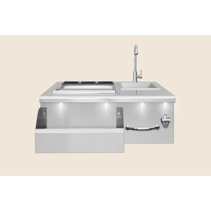Summerset 30-inch outdoor beverage and prep station with sink, faucet, condiment bins, bottle opener and towel bar