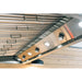 Summerset 48-Inch Outdoor Vent Hood underside with stainless steel baffle filters, LED lights, and control knobs