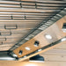 Summerset 60-inch outdoor vent hood underside showing stainless steel filters, control knobs, and LED lights