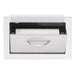 Front view of open TrueFlame 17-inch built-in paper towel holder with stainless steel frame and accessible paper towel storage.