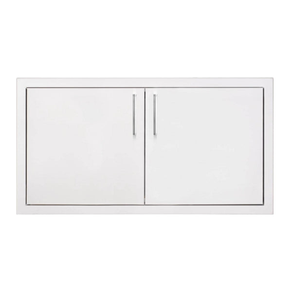 TrueFlame 32-inch double access door with stainless steel construction, dual handles, and flush-mount design for built-in outdoor kitchens.