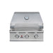 TrueFlame 25" E-Series 3-burner built-in gas grill with stainless steel hood, temperature gauge, and control knobs.